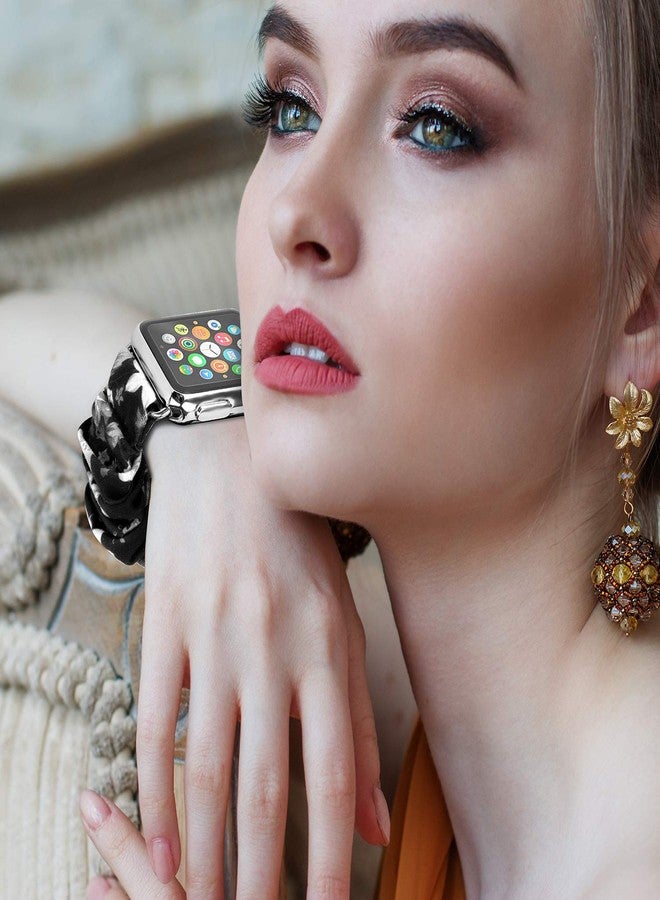 MEULOT Scrunchie Watch Bands for Women Compatible with Apple Watch Bands Series 9 Ultra 8 7 6 5 4 3 2 1 SE, Soft Elastic Replacement Wristband for iWatch Bands 38mm 40mm 41mm 42mm 44mm 45mm (BF 4S) - Image 5