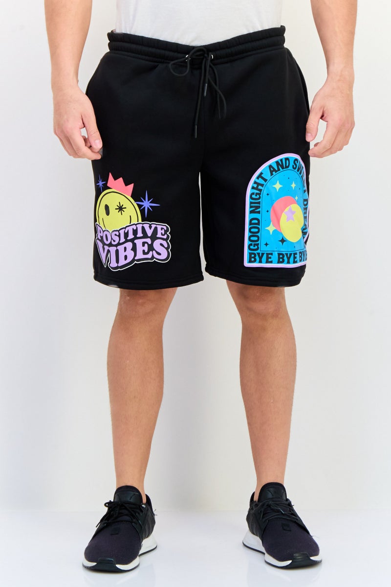 MEMBERS ONLY Men 9 Inseam Graphic Print Basic Shorts, Black - Image 1