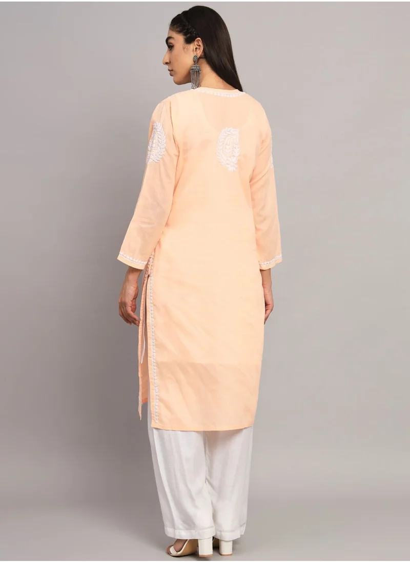 Alaya Hand Embroidered Chikankari Cotton Straight Kurta-AL3561