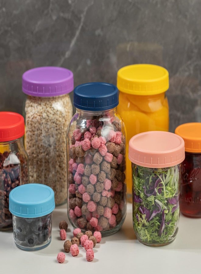 Bedgeta 22 Pack Plastic Mason Jar Lids, 11 Wide Mouth & 11 Regular Mouth Mason Jar Lids with Silicone Rings,Thickened Leak-proof Lids Fit Ball,Kerr and More, 86mm & 70mm Mason Jar Lids(Multicolored) - Image 3