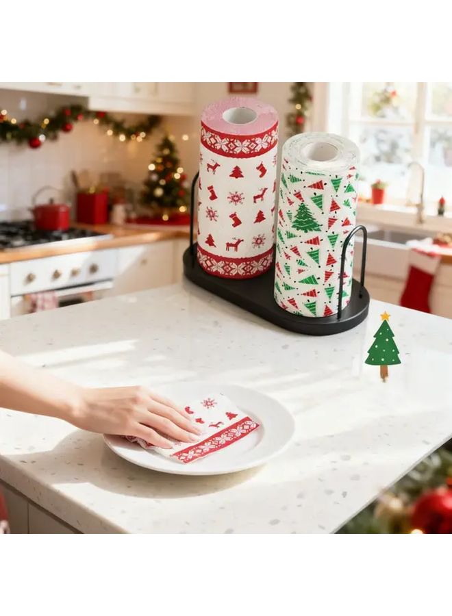 مناديل ورقية مطبوعة لعطلة عيد الميلاد 3 طبقات سميكة 40 ورقة قابلة للغسل للاستخدام الرطب والجاف - Image 4