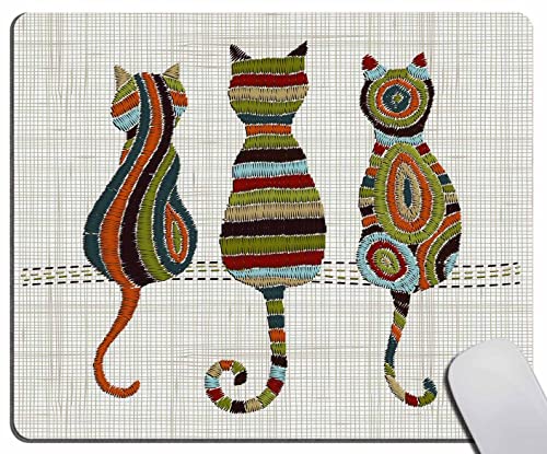 Solekla Cute Animal Cat Mouse pad Knitted Design Kitten Family Mouse Pad, Gaming Mouse Mat with Custom Design, Non-Slip Rubber Base Mousepad, Office Mouse Pads,Desktop Mouse mat 7.9 x 9.5 Inch - Image 1