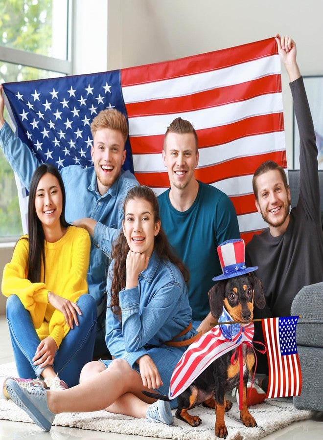 JaGely 3 Pcs 4th of July Dog Outfit Memorial Day Dog Costume Set Includes Top Hat, American Flag Bow Tie Collar and Cape Patriotic Pet Outfit for Dogs Cats Puppy Kitten(L,Classic) - Image 3