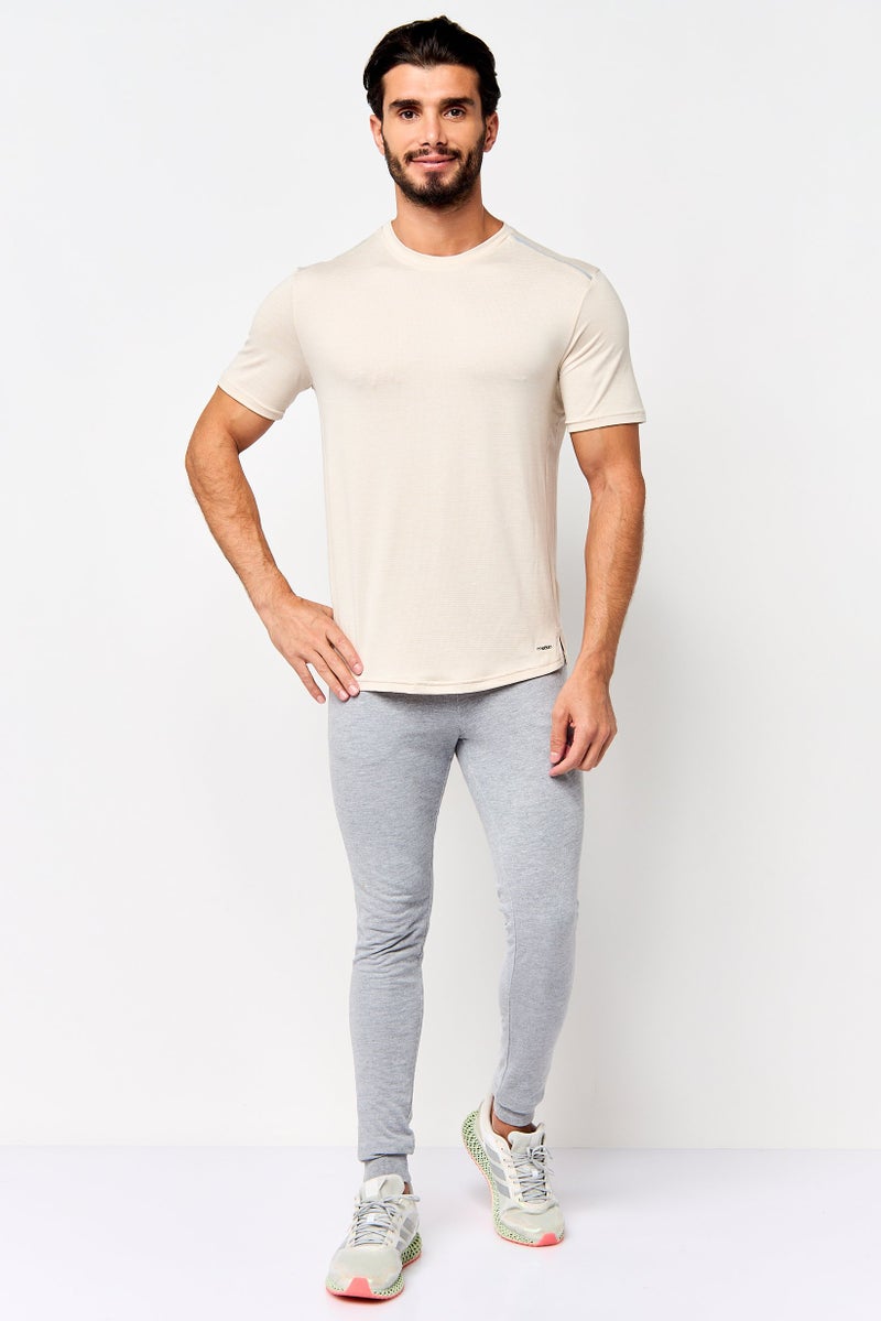 MOTION Men Sportswear Fit Short Sleeve Training T-Shirt, Beige - Image 2