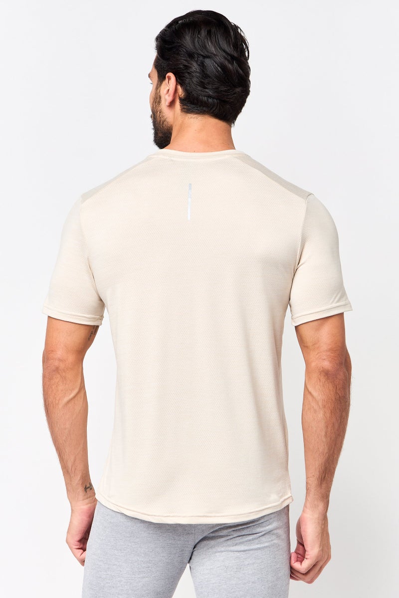 MOTION Men Sportswear Fit Short Sleeve Training T-Shirt, Beige - Image 4