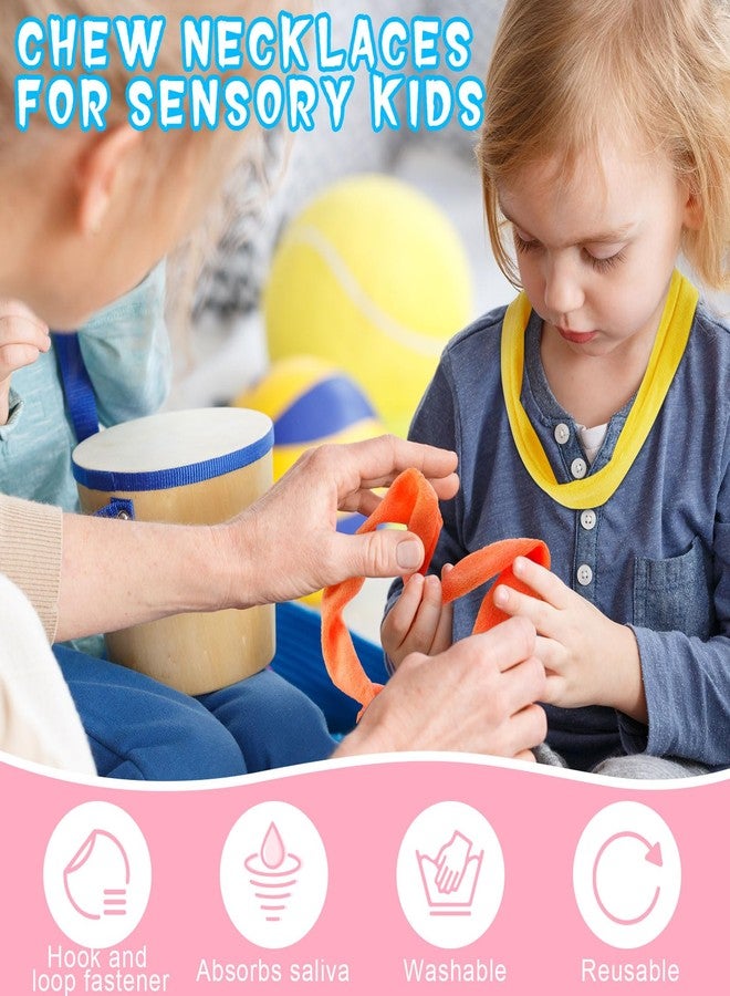 Henoyso 12 Pack Sensory Chew Necklaces Kids Soft Terry Cloth Oral Motor Teething Toys for Boys Girls, Reusable Chewy Jewelry for Focusing & Calming(Solid Style,Vivid Color) - Image 2