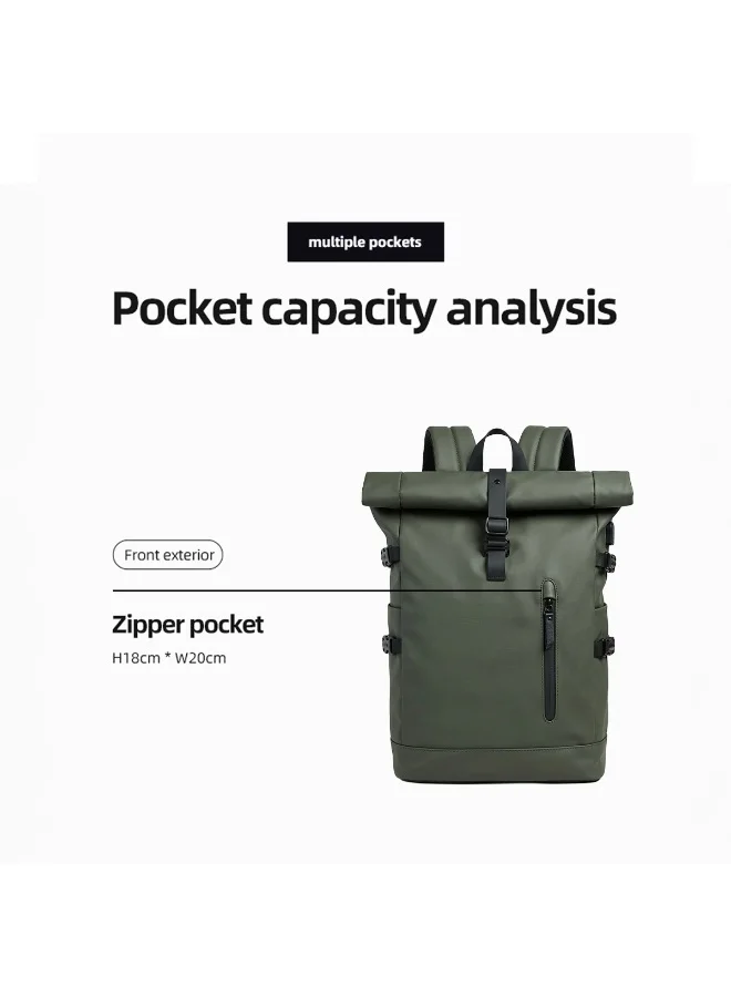 Mobcos Mobcos Travel Big Back Pack Green 8448 Mobcos Travel Big Back Pack Green 8448 Expandable Waterproof Roll-Top Laptop Backpack with USB Charging Port – Anti-Theft Travel Backpack for Men & Women, Durable Oxford Leather Material, 18L–27L Expandable Capacity, Business & Outdoor Daypack  | Best Price UAE