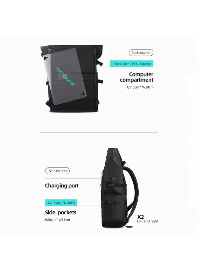 Mobcos Mobcos Travel Big Back Pack Green 8448 Mobcos Travel Big Back Pack Green 8448 Expandable Waterproof Roll-Top Laptop Backpack with USB Charging Port – Anti-Theft Travel Backpack for Men & Women, Durable Oxford Leather Material, 18L–27L Expandable Capacity, Business & Outdoor Daypack  | Best Price UAE