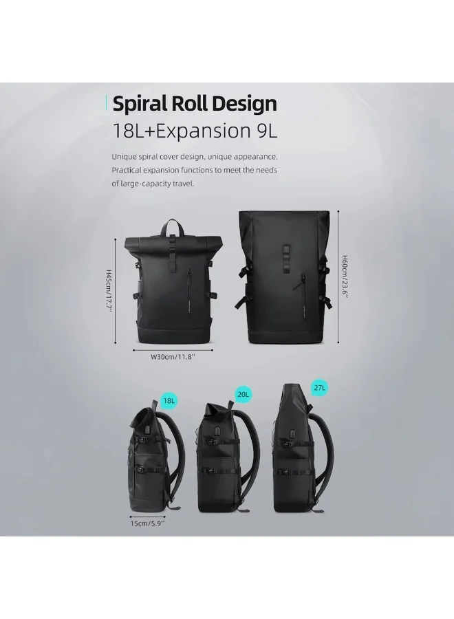 Mobcos Mobcos Travel Big Back Pack Green 8448 Mobcos Travel Big Back Pack Green 8448 Expandable Waterproof Roll-Top Laptop Backpack with USB Charging Port – Anti-Theft Travel Backpack for Men & Women, Durable Oxford Leather Material, 18L–27L Expandable Capacity, Business & Outdoor Daypack  | Best Price UAE
