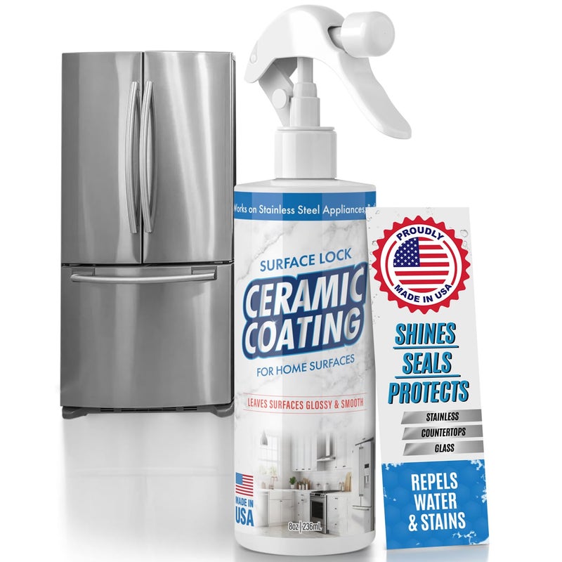 Berkland Home Ceramic Coating for Stainless Steel, Glass and Countertops - Seal, Protect & Shine for the Kitchen & Bathroom - Fights Fingerprints, Grime and Stains in Your Life - 8 fl oz - Proof It Works - Image 1