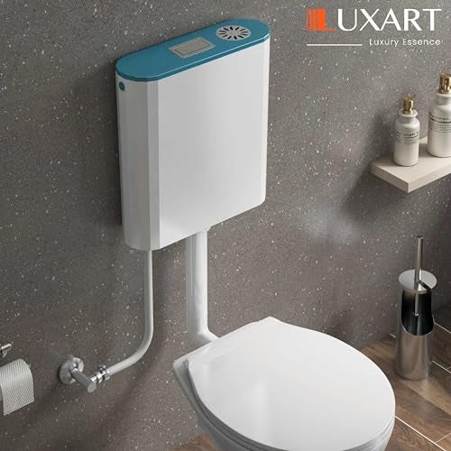 LUXART 8 LTR Dual Flush Tank – Aqua Green Polypropylene Tank For Toilet Slim Wall mounted Cistern Top Push Button Flushing Tank with Air Freshener, Complete Set - 35.5L x 11W x 38.5H CM - Image 2