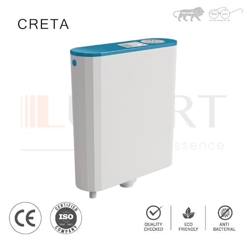 LUXART 8 LTR Dual Flush Tank – Aqua Green Polypropylene Tank For Toilet Slim Wall mounted Cistern Top Push Button Flushing Tank with Air Freshener, Complete Set - 35.5L x 11W x 38.5H CM - Image 4