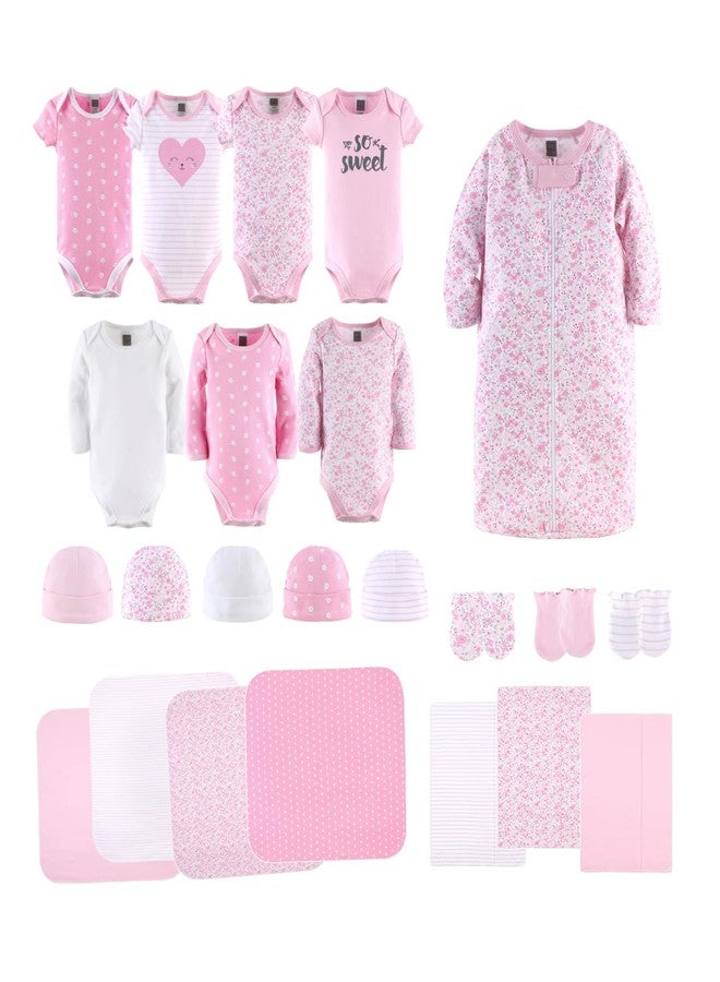 The Peanut Shell The Peanutshell Baby Layette Gift Set for Girls - 23 Piece New Born Girl Gift Set, Baby Clothes & Newborn Essentials Must Haves - Newborn Clothes 0-3 Months - Floral - Image 1