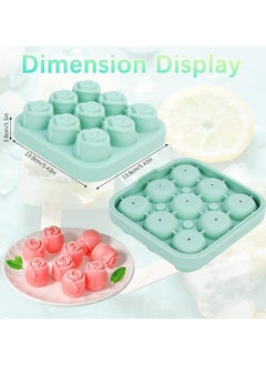 Generic ice tray 9 cavity Silicone Rose Ice Cube Mold, Ice Ball Maker with Lid, Ice Cube Container for Cooling  Juice, chocolate, jelly, ice cream  - Image 2