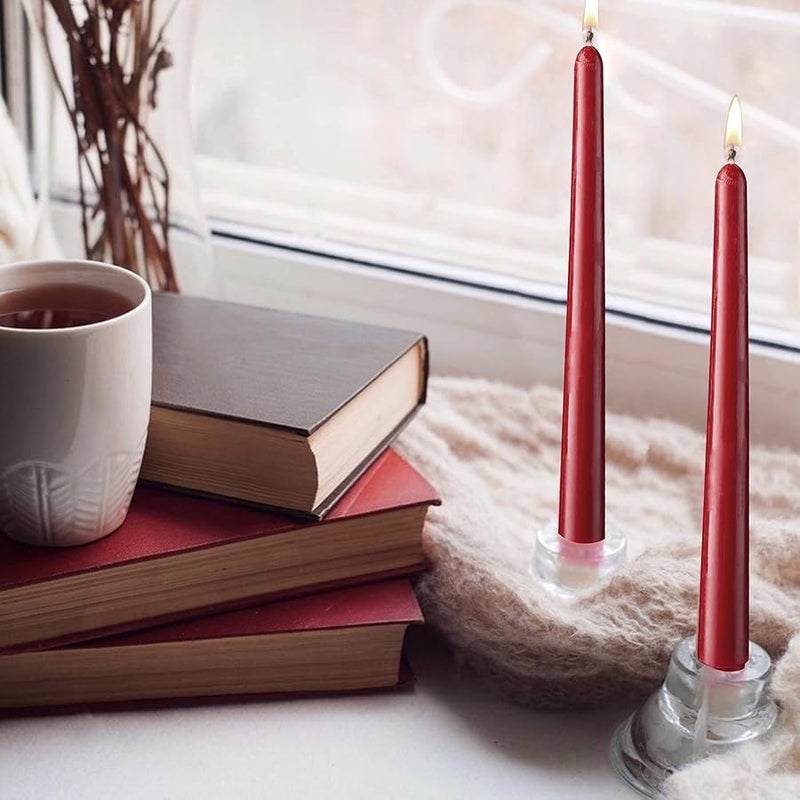 Howemon 14 Pack Dark Red Taper Candles 12 Inch Tall 3/4 Inch Thick Burn 10 Hours (Burgundy) - Image 3