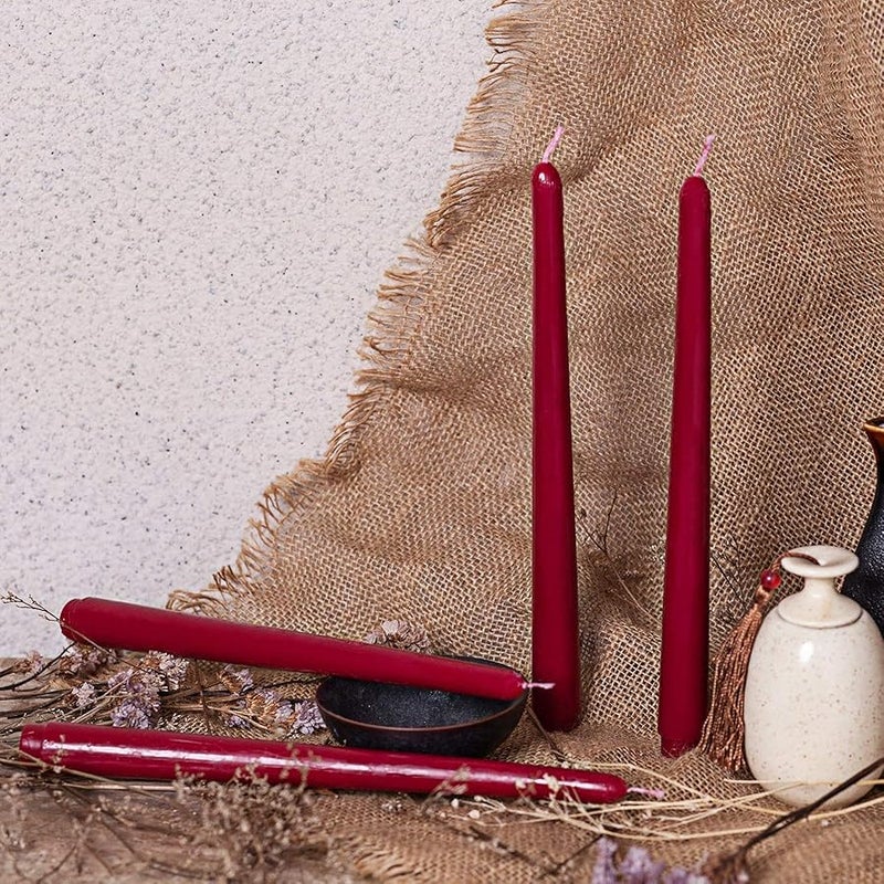 Howemon 14 Pack Dark Red Taper Candles 12 Inch Tall 3/4 Inch Thick Burn 10 Hours (Burgundy) - Image 4
