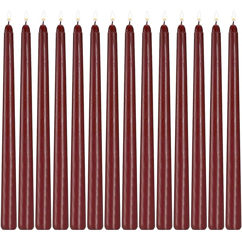 Howemon 14 Pack Dark Red Taper Candles 12 Inch Tall 3/4 Inch Thick Burn 10 Hours (Burgundy) - Image 1