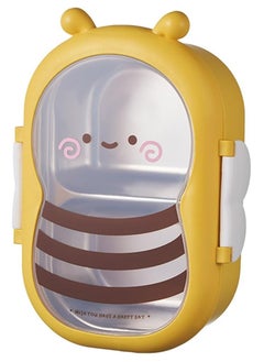 TYCOM Stainless Steel Lunch Box for Kid School Insulated Bento Lunch Box 2 Compartment Divided Lunch Containers with Lids Leakproof BFA Free Dishwasher Safe Bee Yellow.  - Image 1