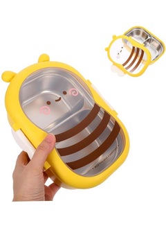 TYCOM Stainless Steel Lunch Box for Kid School Insulated Bento Lunch Box 2 Compartment Divided Lunch Containers with Lids Leakproof BFA Free Dishwasher Safe Bee Yellow.  - Image 2