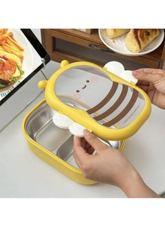 TYCOM Stainless Steel Lunch Box for Kid School Insulated Bento Lunch Box 2 Compartment Divided Lunch Containers with Lids Leakproof BFA Free Dishwasher Safe Bee Yellow.  - Image 4