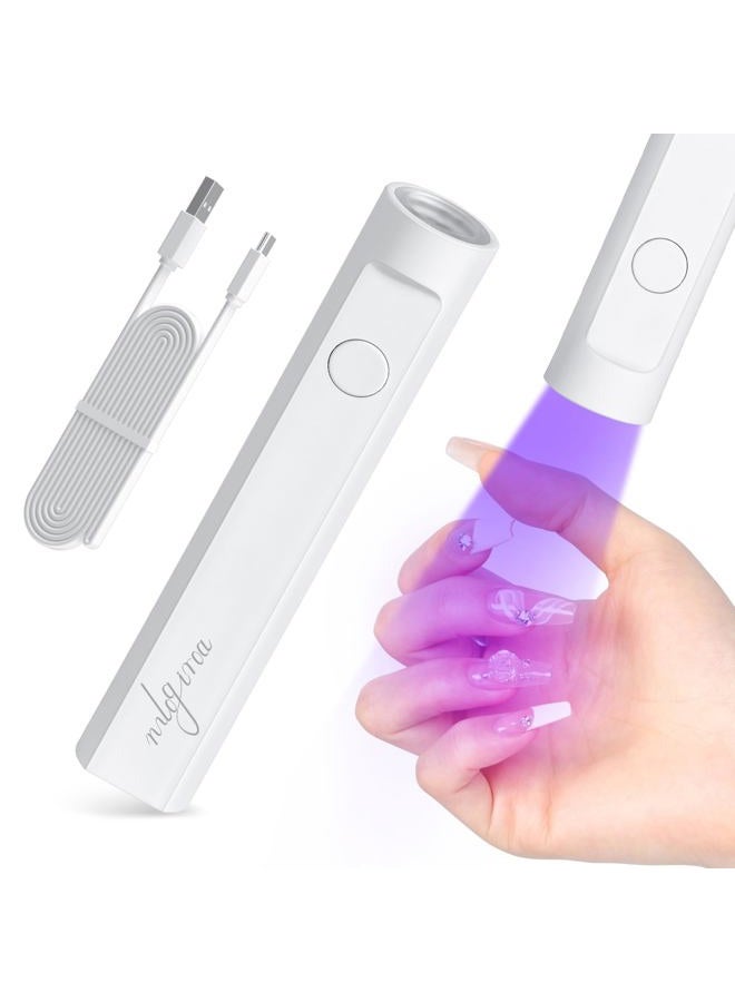 mlogiroa Mini UV Nail Lamp for Gel Nails Handheld UV Light for Nails Portable Led Lamp 3W Nail Dryer for Curing Gel Polish USB Light Flashlight for Home DIY Manicure（White） - Image 1