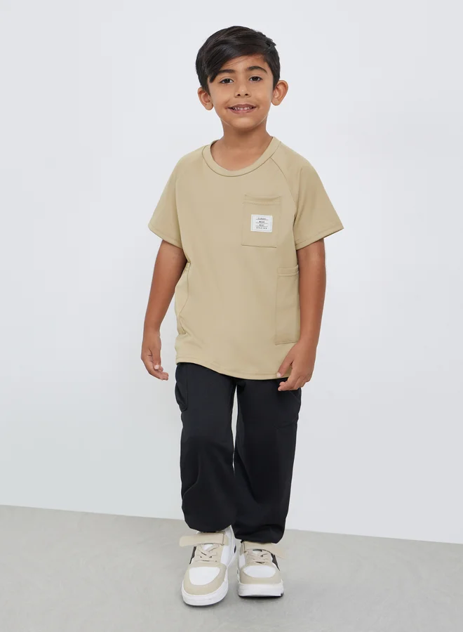 Take Two Take Two Solid Round Neck T-Shirt with Patch Pocket