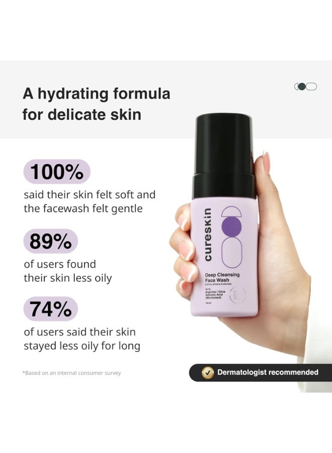 Cureskin Deep Cleanse Salicylic Acid Face Wash for Oily Skin | Salicylic Acid Foaming Face Wash for Men and Women, 100 ml (Pack of 1) - Image 3