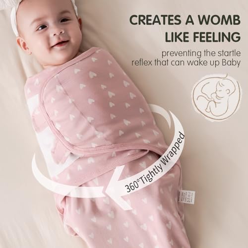 insular Baby Swaddle Wrap Swaddle Blanket for Newborn and Infant Adjustable Swaddling Set for Boy and Girl Soft Cotton Baby Sleep Sack 3 Pack Pink Swan Small03Month - Image 3