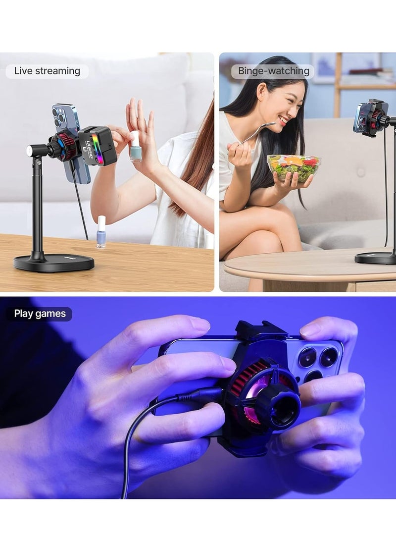 KASTWAVE - Cell Phone Stand with Phone Cooler, Semiconductor Cooling Cell Phone Stand, Adjustable Angle Phone Stand for Desk Cell Phone Holder Flexible Phone Stand Holder - Image 1