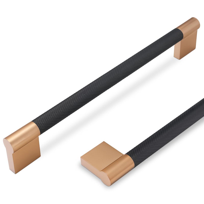 POVEFONK 10 Pack 712 Inch 192mm Black and Champagne Copper Cabinet Handles Knurled Pulls for Kitchen Drawers and Cabinets Hardware - Image 2