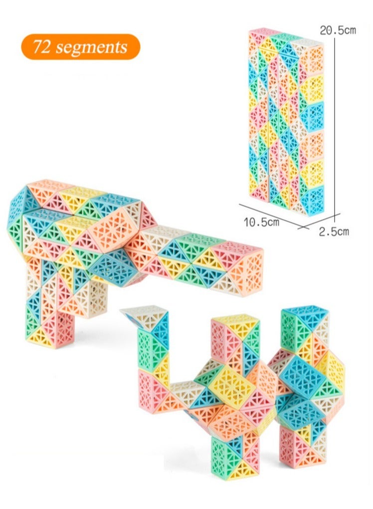 Snake Cube Fidget Puzzle Toy Brain Teaser Game Toy for Kids Teens Rubik's Cube Ruler 72 Segments - Image 1