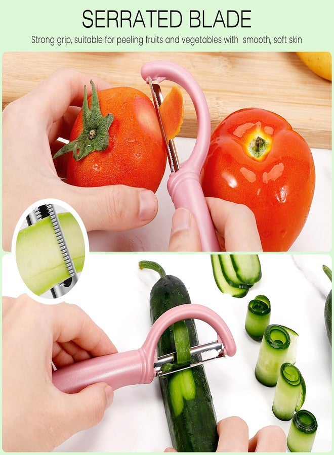 Senbowe Upgrade Potato Peeler for Kitchen, 6PCS Stainless Steel Vegetable Peeler, I and Y Veggie Food Peeler for Apple Fruit Carrot Zucchini Cucumber,Good Grip Makes Peeling Very Easy (Pink) - Image 3