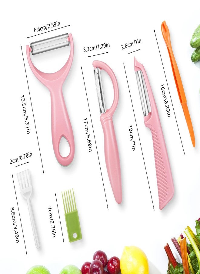 Senbowe Upgrade Potato Peeler for Kitchen, 6PCS Stainless Steel Vegetable Peeler, I and Y Veggie Food Peeler for Apple Fruit Carrot Zucchini Cucumber,Good Grip Makes Peeling Very Easy (Pink) - Image 5