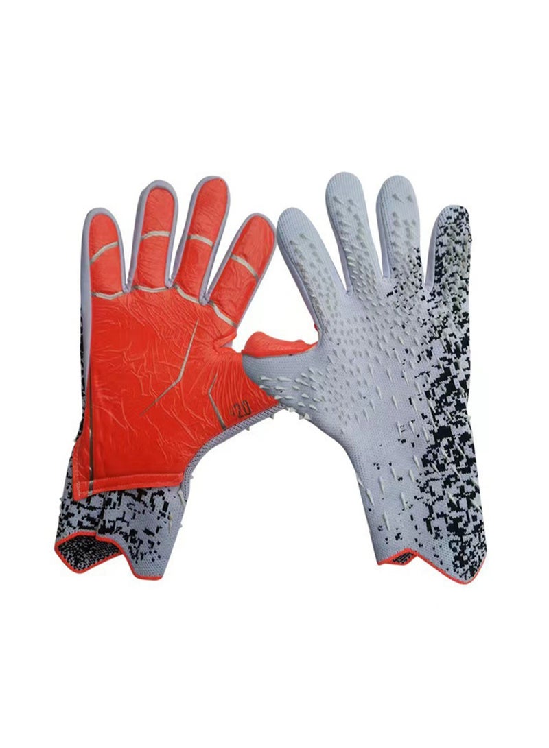 Generic Football Goalkeeper Gloves Goalkeeper Training Gloves Strong Grip Non-slip Breathable Suitable for Adults and Children (White Orange Size 10)  - Image 1