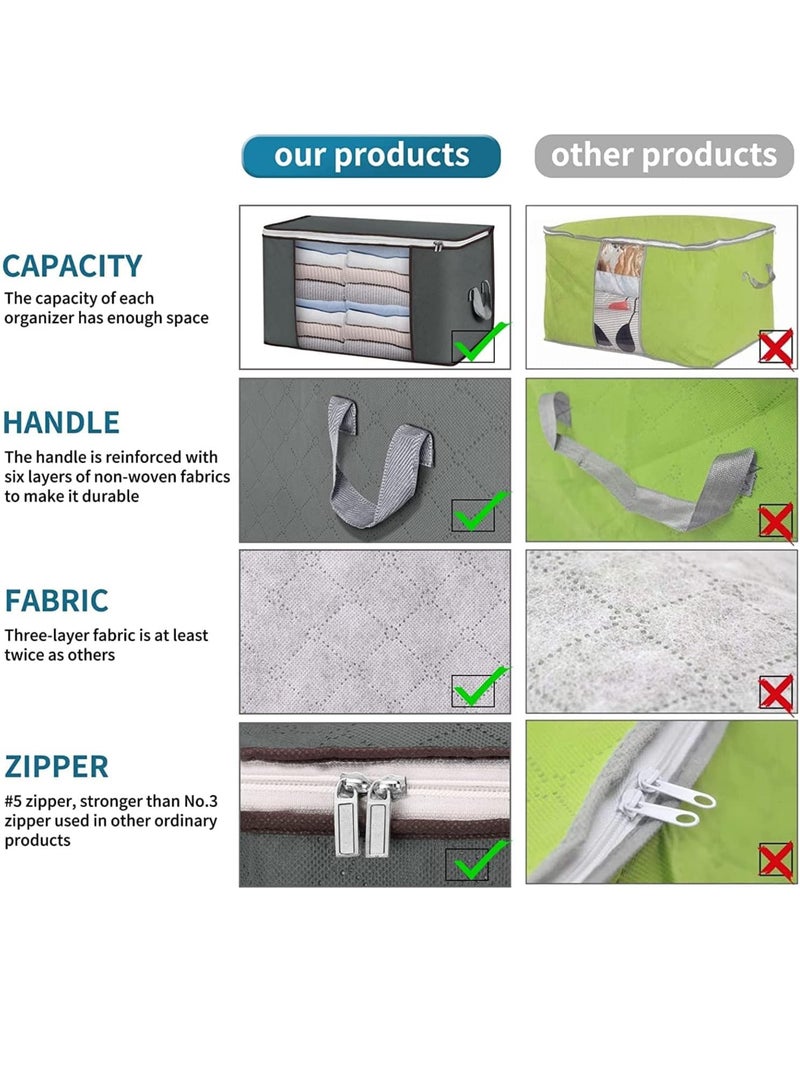 20 20 Planet CARE EVERYDAY Large Storage Bags, Clothes Storage Bins Foldable Closet Organizers Storage Containers with Durable Handles Thick Fabric for Blanket Comforter Clothing Bedding 60×43×35 cm (Pack of 3)  - Image 4