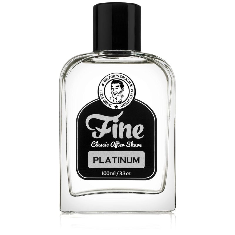 Fine Mr. Fine Men's Aftershave - Platinum Fragrance, Soothing & Toning Post Shave Balm, Calms Razor Burn, Classic Barbershop Feel, Alcohol-Based Formula, Gentle for All Skin Types, 100ml - Image 1