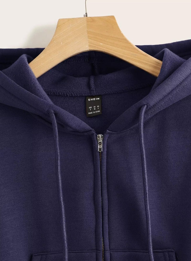 سويت شيرت بغطاء رأس وسحّاب ورباط - Image 4