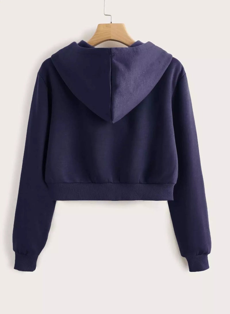 سويت شيرت بغطاء رأس وسحّاب ورباط - Image 2