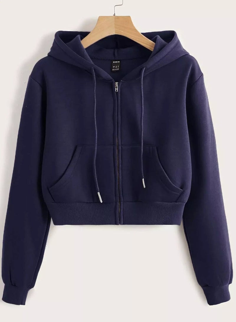 سويت شيرت بغطاء رأس وسحّاب ورباط - Image 1