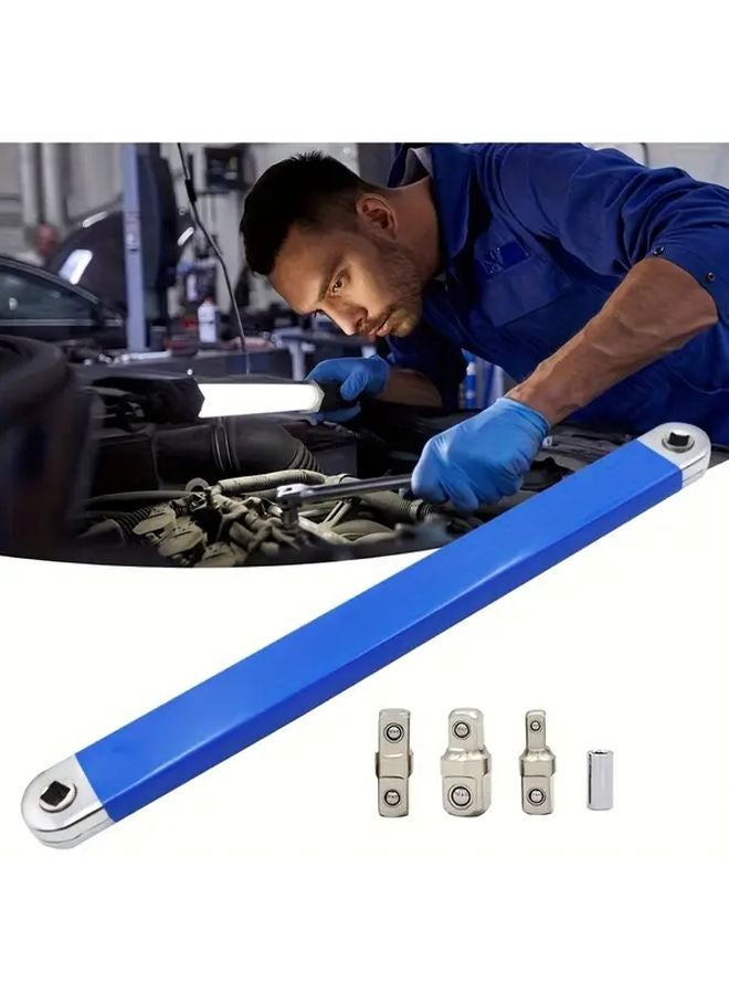 Blue Heavy Duty Offset Extension Wrench Set 3pcs 1 2 3 8 1 4 Drive Adapter Kit - Image 2