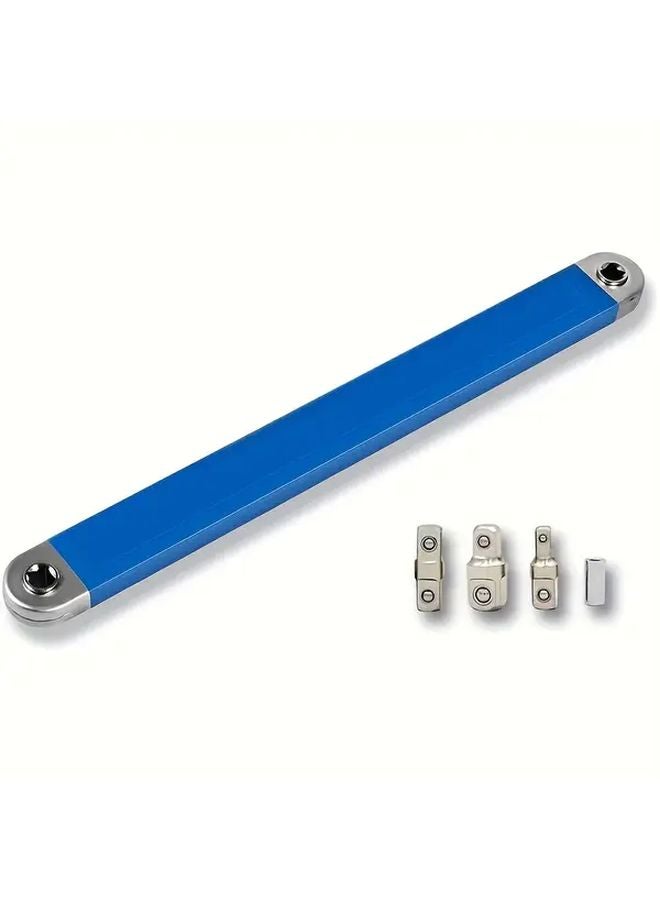 Blue Heavy Duty Offset Extension Wrench Set 3pcs 1 2 3 8 1 4 Drive Adapter Kit - Image 4
