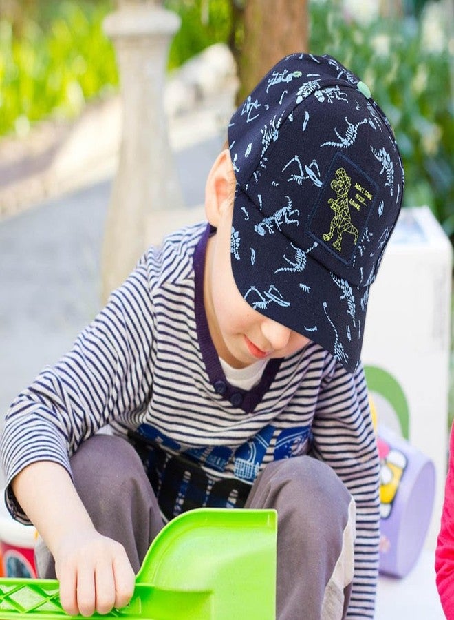 Yangshine Toddler Dinosaur Caps Ajustable Cotton Baseball Cap Embroidered Dinosaur Trucker Hats for Boys Girls Ages 2-10,Blue - Image 2