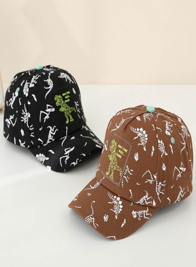 Yangshine Toddler Dinosaur Caps Ajustable Cotton Baseball Cap Embroidered Dinosaur Trucker Hats for Boys Girls Ages 2-10,Blue - Image 4