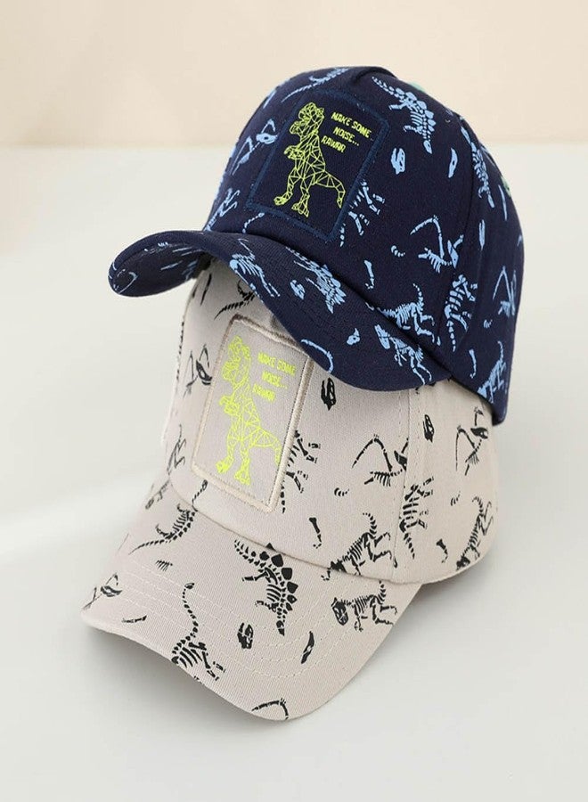 Yangshine Toddler Dinosaur Caps Ajustable Cotton Baseball Cap Embroidered Dinosaur Trucker Hats for Boys Girls Ages 2-10,Blue - Image 3