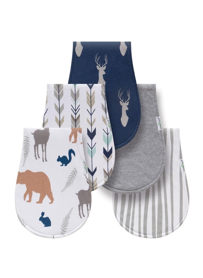 Little tots مناديل تجشؤ للأطفال الصغار 100% قطن مجموعة مناديل تجشؤ للأطفال، ماصة وناعمة منشفة تجشؤ للمواليد الجدد للأطفال الأولاد والبنات غير محددة الجنس 5 عبوات (سماء طائرة) (أيل)  - Image 1