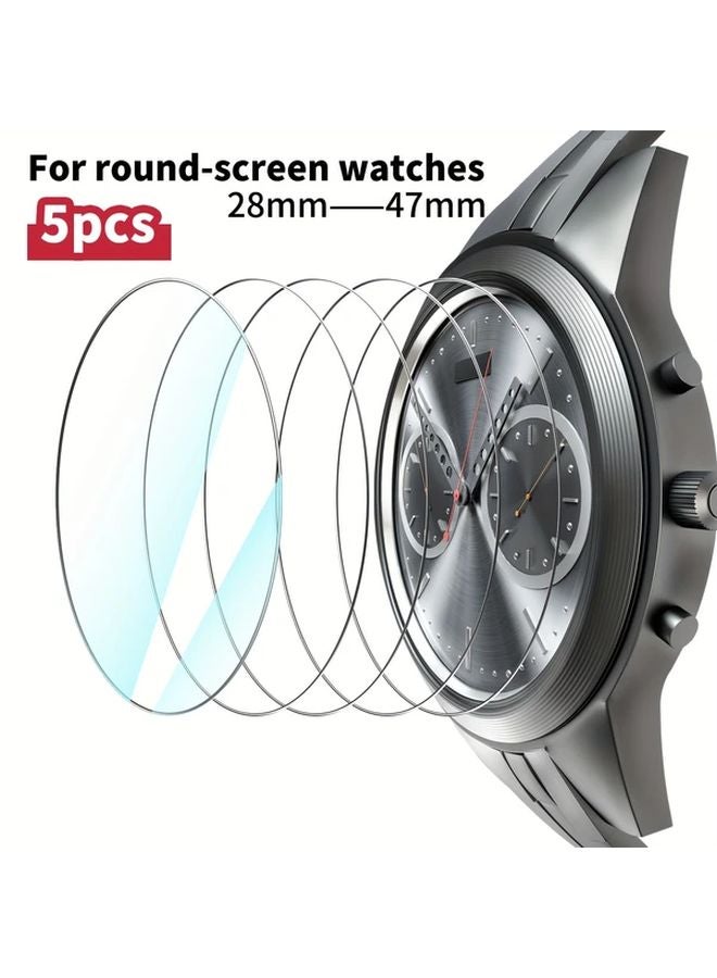 5 Pieces Round Watch Tempered Glass Screen Protector 31 5mm 9H Hardness Anti Scratch Anti Fingerprint - Image 1