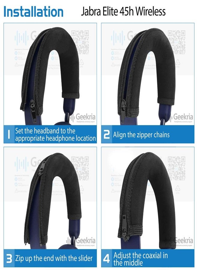 Geekria Flex Fabric Headband Cover Compatible with Jabra Elite 45h, Evolve2 65 UC, Evolve2 40 UC Headphones, Replacement Repair Part, Sweat Cover (Black) - Image 5