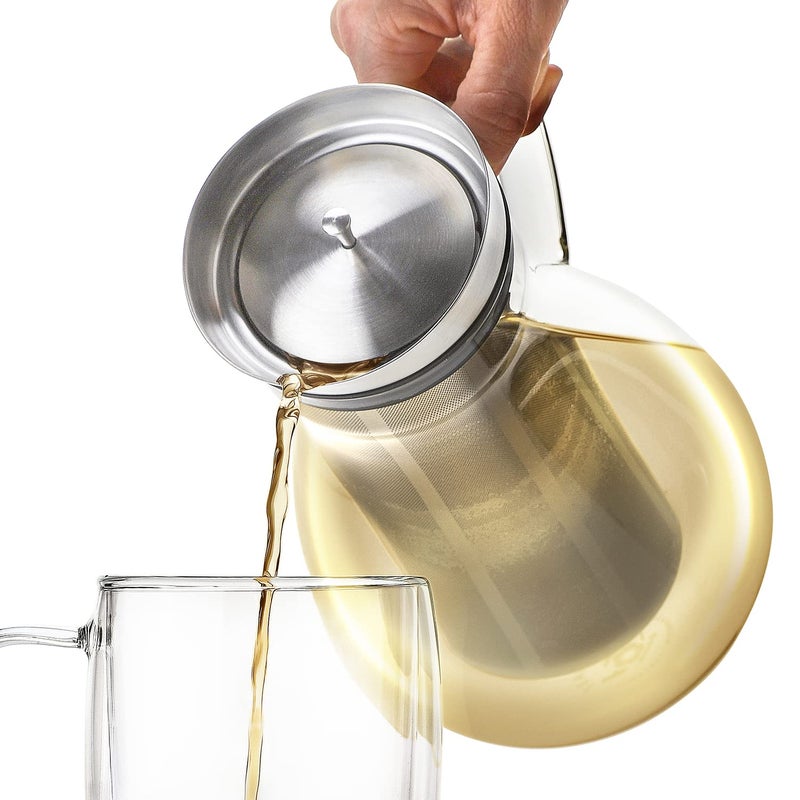 Teabloom Large Multi-Brew Glass Teapot + Kettle + Pitcher (68 OZ / 2.0 L / 8 CUPS) â€“ Brew and Serve Hot Tea, Iced Tea, Cold Brew Tea and Fruit Infused Water â€“ Silhouette Tea Maker - Image 5