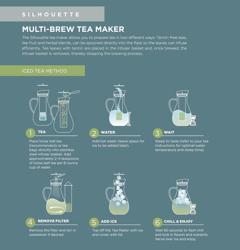 Teabloom Large Multi-Brew Glass Teapot + Kettle + Pitcher (68 OZ / 2.0 L / 8 CUPS) â€“ Brew and Serve Hot Tea, Iced Tea, Cold Brew Tea and Fruit Infused Water â€“ Silhouette Tea Maker - Image 4
