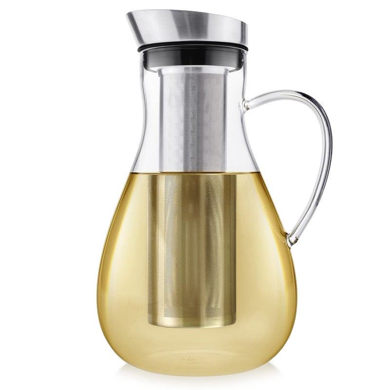 Teabloom Large Multi-Brew Glass Teapot + Kettle + Pitcher (68 OZ / 2.0 L / 8 CUPS) â€“ Brew and Serve Hot Tea, Iced Tea, Cold Brew Tea and Fruit Infused Water â€“ Silhouette Tea Maker - Image 1